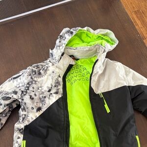 Spyder Kids' Black and Neon Green Hoodie